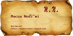 Macsa Noémi névjegykártya